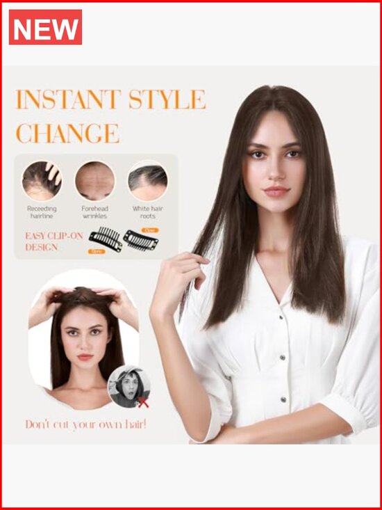Human Hair Clip In Toppers Wispy Thin Hairpieces No Bang Side Bang Wiglet